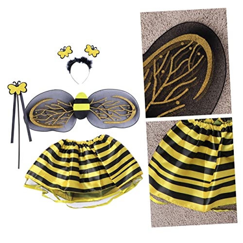 GLSTOY 4 Teiliges Bienenkostüm Für Mädchen Tutu Rock Stirnband Zauberstab Und Flügel Ideales Outfit Für Karneval Fasching Mottoparty Und Halloween von GLSTOY