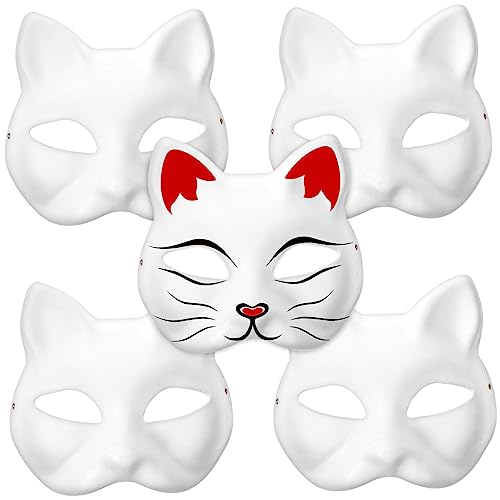 GLSTOY Katzenmaske Anmalen Katzenmasken Weißem Leere Handbemalbare Masken Für Halloween Karneval Cosplay Ideal Für Kreative Maskerade Events von GLSTOY