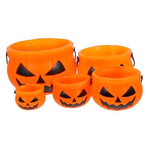 GLSTOY 5St Kürbis Eimer Halloween-Dekor Jack-o-Laterne für Halloween Süßes oder Saures-Korb Spielzeugkorb geschenkverpackung Halloween Party Deko Süßigkeitenbehälter Süßigkeitenhalter Abs von GLSTOY