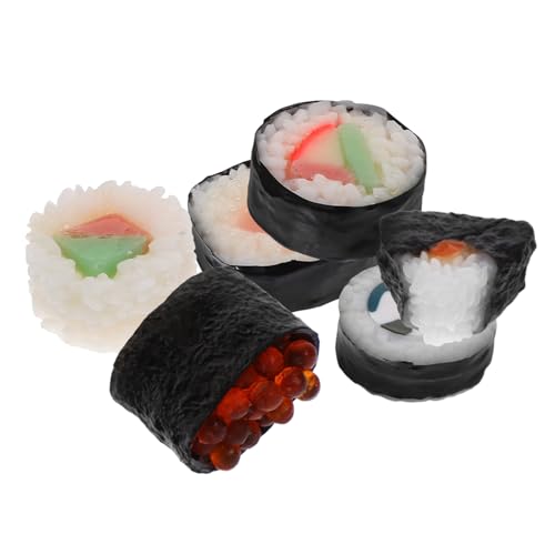 GLSTOY 6 Stück Gefälschte Lebensmittel Für Veranstaltungen Und Heimdekoration, Realistisches Japanisches Lebensmittelmodell, Miniatur-PVC-Sushi Für Display, Spielküchenzubehör von GLSTOY