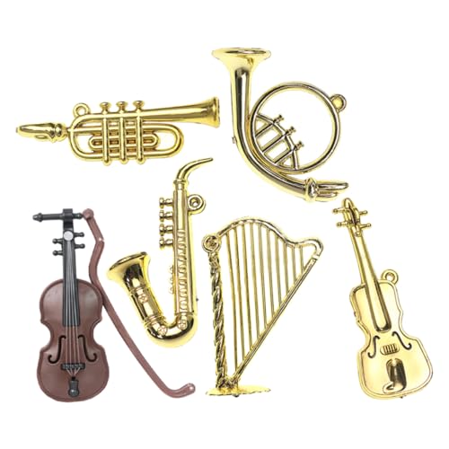 GLSTOY 6 Stück Mini Musikinstrument Spielzeug Mini Kunststoff Musikinstrument Mini Instrumentenmodell Mini Puppeninstrument Dekorationen Mini Ornament Kinder Saxophon Mini von GLSTOY