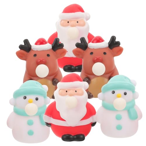 GLSTOY 6 Stück Sensorisches Weihnachten Squishy Spielzeug Knallende Augäpfel Rentierfigur Lustiges Quetschspielzeug Weihnachten Langsam Steigendes von GLSTOY