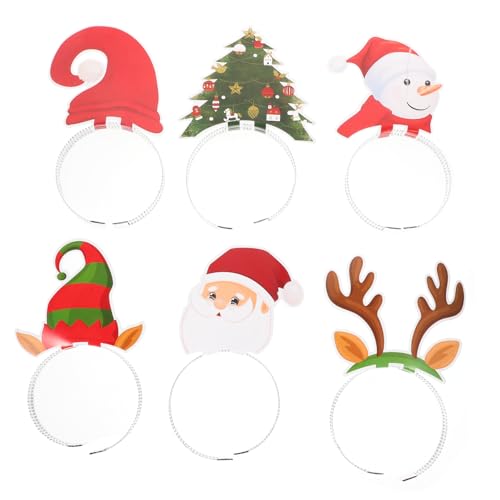 GLSTOY 6 Stück Weihnachts Stirnband Weihnachts Stirnbänder Weihnachtsbaum Stirnband Winterurlaub Stirnbänder Elfenhut Stirnband Weihnachts Kopfschmuck Weihnachts Geweih Haarbänder von GLSTOY