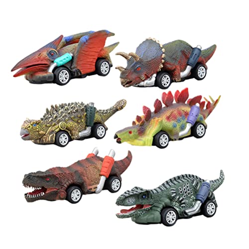 GLSTOY 6st Dinosaurier Ziehen Auto Zurück Spielzeug Zum Bauen Von Dinosauriern Spielzeugautos Umbauen Reibungsbetriebene Dinosaurier-spielzeuge Konstruktionsspielzeug Für Kinder Plastik von GLSTOY