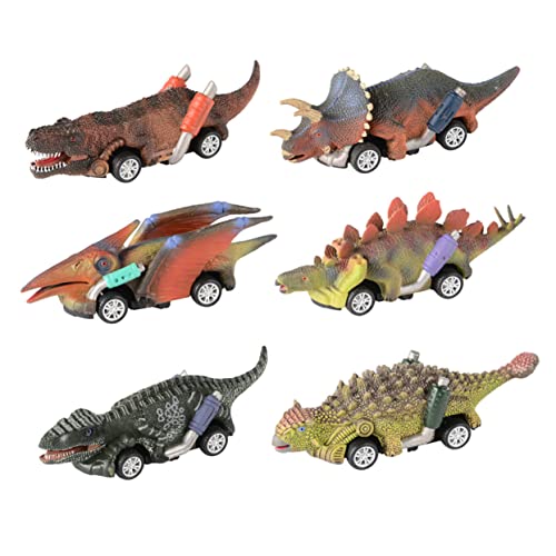 GLSTOY 6st Dinosaurier-spielzeugauto Hintere Autos Trägheitsauto Für Kinder Autospielzeug Für Kinder Kinderkarikaturautos Auto Spielzeug Kinderautos Spielzeug Dinosaurierspielzeug Plastik von GLSTOY