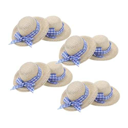 GLSTOY 8 STK Strohhut Mini-Hexenhüte Puppenstrohhüte Miniaturhut Mini-Hüte Mini-Sombrero-Hüte Puppenhüte Strohhüte für Puppen Minihüte zum Basteln Kopfbedeckungen für Puppen Weben Beige von GLSTOY