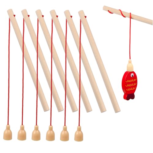 GLSTOY 8St Angelrute aus Holz Magnetstifte für Kinder außen schwimmende Fisch-Kleinkindstangen Kinder holzspielzeug Spielzeug für Kinder pädagogische Angelrute Angelruten aus Holz hölzern von GLSTOY