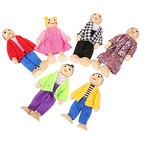 GLSTOY Puppenhaus Figuren Familie 1 Set Holzpuppen Für Bewegliche Miniaturfiguren Für Familien Rollenspiele Kleine Menschliche Figuren Aus Für Kreatives Und Lernen Spielzeug Puppen Set von GLSTOY