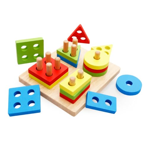 GLSTOY Geometrische Bausteine Set Stapel Und Sortierspielzeug Für Montessori Lernspielzeug Für Kreatives Der Motorischen Fähigkeiten Und Farberkennung Geschenkidee von GLSTOY