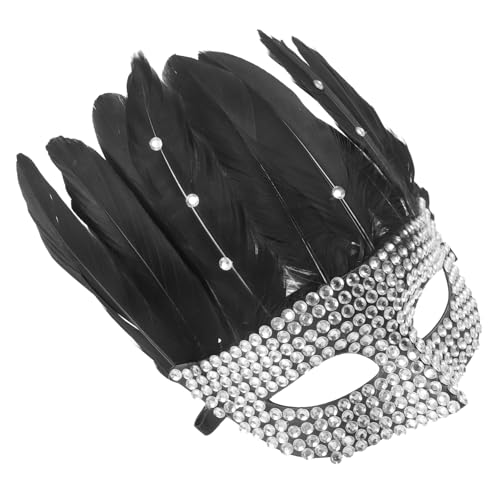 GLSTOY Prächtige Strass Feder Maske Für Damen Elegante Halbmaske Für Karneval Halloween Und Maskenbälle Dekorative Frauenmaske Mit Glitzersteinen Masquerade Maske Für Partys von GLSTOY