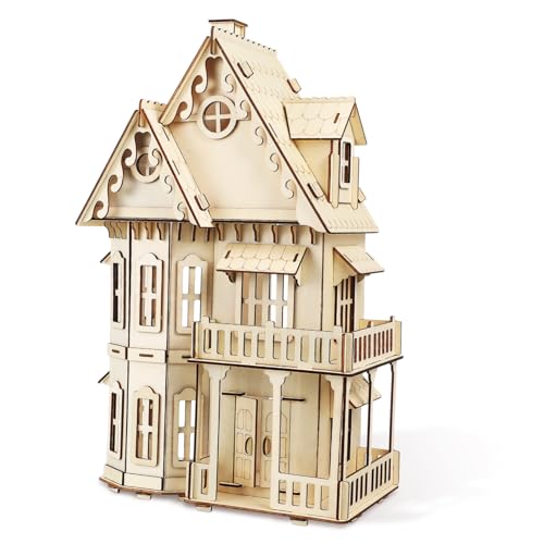 GLSTOY Gotisches Villa Puzzle 3D Holzpuzzle Für Erwachsene Holzpuzzle Holzhaus Puzzle Zusammenbau Eines Hauspuzzles 3D Puzzle Für Erwachsene Modellhaus Holzhaus Modellhaus von GLSTOY