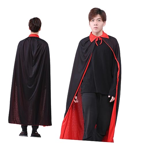 GLSTOY Halloween Umhang Kostüm Für Erwachsene 2 Stück Cosplay Zubehör Schwarz Rot Halloween Outfit Umhang Mit Kapuze Für Karneval Und Mottopartys von GLSTOY