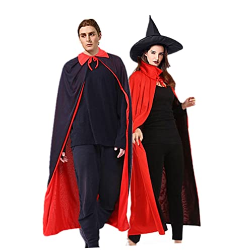 GLSTOY Halloween Umhang Kostüm Für Erwachsene 2 Stück Schwarz Und Rot Ideal Für Cosplay Halloween Geisterkostüme Und Partys Unisex Kapuzenumhang Für Vielseitigen Einsatz von GLSTOY