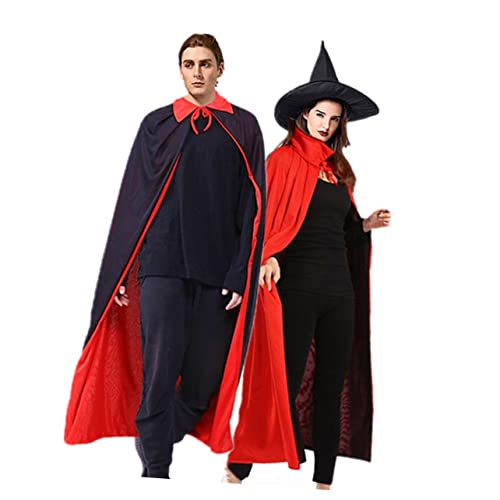 GLSTOY Halloween Umhang Set Für Erwachsene 2 Stück Schwarz Und Rot Ideal Für Kostümpartys Cosplay Vampir Und Cruella Outfits Inklusive Kapuze Und Vielseitigem Design von GLSTOY