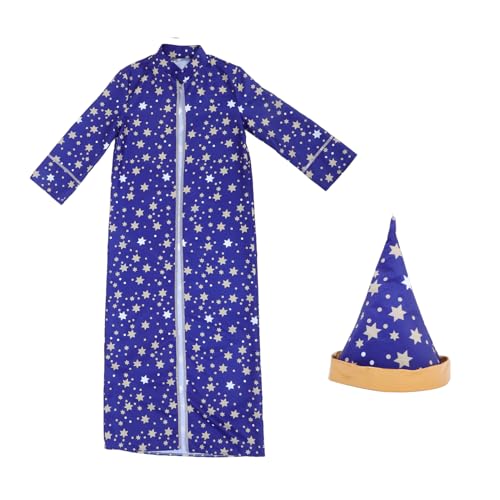 GLSTOY Halloween Zauberer Umhang Und Hut Zaubererkostüm Für Kinder Zauberer Robe Hut Und Halloween Umhang Set Für Halloween Partys Für Jungen Und Mädchen von GLSTOY