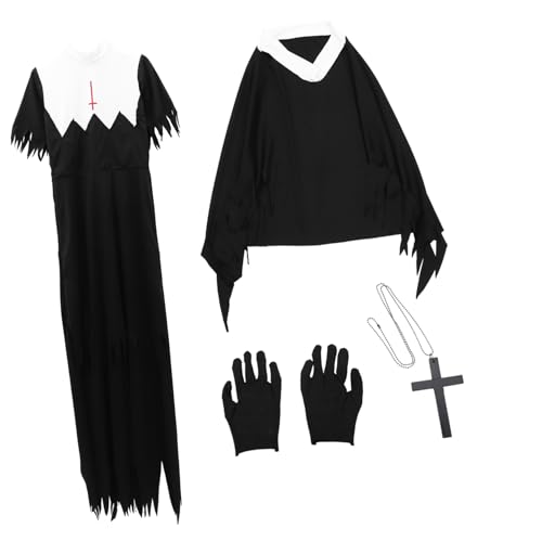 GLSTOY Halloween Zombie Nonne Kostü Für Erwachsene Gruselige Partyuniform Für Fasching Und Karneval Größe Ideal Für Halloween Verkleidungen Und Cosplay von GLSTOY