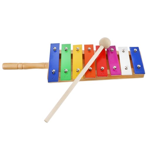 GLSTOY Xylophon Percussion-Musikspielzeug für Jungen und Mädchen 8-tönig Bunte Aluminiumplatte Holz- und Metallkonstruktion sicher für Kleinkinder von GLSTOY