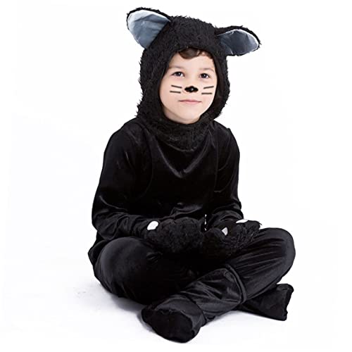 GLSTOY Tierkatzen-Design Halloween-Kostüm für Kinder Jungen Katzenkleid Katzen-Cosplay-Outfits von GLSTOY