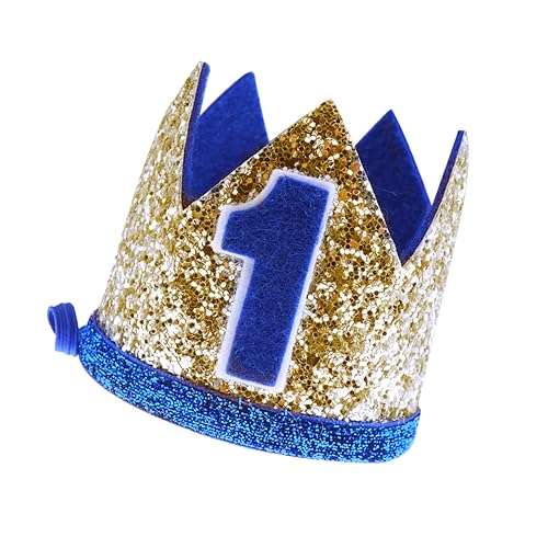 GLSTOY Krone Für Den 1 Geburtstag Kindergeburtstagskrone Mit Zahl 1 Weiche Tiara Aus Hochwertigem Material Party Hut Für Jungen Und ädchen Geburtstagsfeier Zubehör von GLSTOY