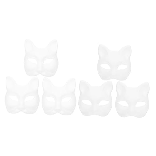 GLSTOY Leere Papiermasken Leere Maske Katzenmasken Fuchs Halbmaske Weißes Blanko Maskeradezubehör Masken für Erwachsene Masken Bastelmasken Halloween Maskerade Japanischer Stil von GLSTOY