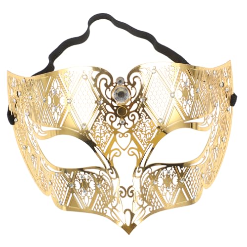 GLSTOY Goldene Halbmaske Für Damen Elegante Dekorative Maske Für Karneval Halloween Und Kostümpartys Verkleidung Accessoire Für Frauen Metallmaske Mit Strassverzierungen von GLSTOY