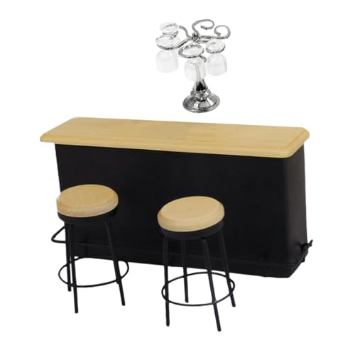 GLSTOY Miniatur Puppenhaus Bar Set Silber Mini Bar mit Quadratischen Gläsern Theke Hocker Miniatur Spielhaus Zubehör für Puppenhaus Dekoration GLSTOY Miniatur Puppenhaus Bar Set Silber Mini Bar mit Quadratischen Gläsern Theke Hocker Miniatur Spielhaus Zubehör für Puppenhaus Dekoration von GLSTOY