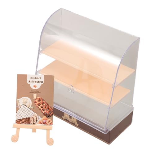 GLSTOY Miniatur-kuchenschrank Puppenhaus-küche Mini-badewannendekor Puppenhaus Schrank Rock-vitrine Miniaturbäckerei Bäckerei Vitrine Mini-lebensmittelschrank Miniaturgehäuse Plastik von GLSTOY