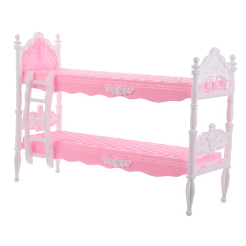 GLSTOY Prinzessin Puppenbett kinderzimmer puppenmöbel Set Puppen Puppenbett für Prinzessinnen Miniatur-Puppenstubenbett Etagenbett für Puppen Plastik Rosa von GLSTOY