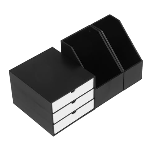 GLSTOY Puppenhaus-Dokumentenkorb Puppenhausschrank Miniaturschrank Mini-Puppenhaus-Bücherregal Mini Vitrine Mini-Hausverzierung Mini-Organizer-Spielzeug Plastik Black von GLSTOY