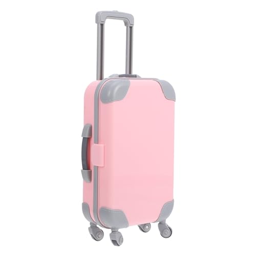 GLSTOY Puppenkoffer Koffer Klein Mit Rollen Handgepäck Miniatur Koffer Für Puppenhaus Reisekoffer Pink Dekoratives Zubehör Für Miniaturhäuser Und Puppen Perfekt Für Miniatur Dekoration Und von GLSTOY