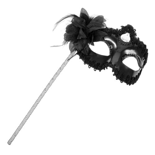 GLSTOY Halloween Lace Maske Handheld Masquerade Maske Für Karneval Und Partys Schwarze Spitzenmaske Mit Feinen Details Ideal Für Kostüme Und Thematische Veranstaltungen von GLSTOY