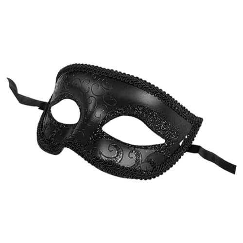 GLSTOY Schwarze Maske Für Halloween Masquerade Ball Maske Aus Stilvolles Kostümzubehör Für Partys Retro Maske Für Cosplay Und Maskenball Erwachsenen Accessoire von GLSTOY