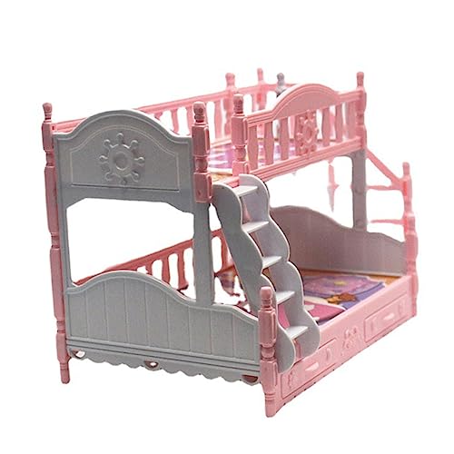 GLSTOY Simulationsbett Miniatur-Bett-Spielzeug Mädchenspielzeug Minimöbel für Puppenhaus Miniaturpuppen stockbett bunk Bed Mini- -Landschaftsdekor Mini-Etagenbett Plastik Rosa von GLSTOY