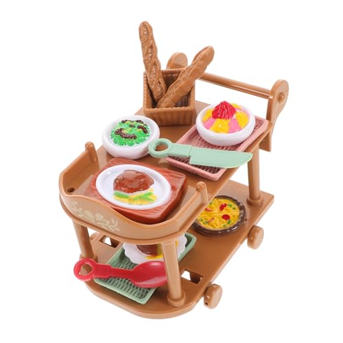 GLSTOY Simulierter Speisewagen Spielzeug Puppenhaus Miniatur Essen Puppenhaus Miniatur Esswagen Puppenkuchen Puppenhaus Pizza Mini Esswagen Künstliches Brot Puppenhaus Fast von GLSTOY