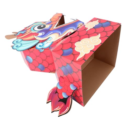 GLSTOY Spielzeug Tragen Tragbares Drachenkostüm-Spielzeug Für Kinder DIY Tragbarer Drache Tragbares Spielzeug Requisite Spielzeug Aus Karton Selber Machen Kinderspielzeug Papier Rot von GLSTOY