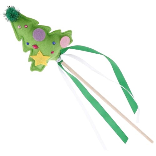 GLSTOY Weihnachtsfeenstab Handgehaltener Feenstab Weihnachtskranz Weihnachtsschmuck Feenhafte Partydekorationen Dekorative Feenstäbe Weihnachtszauberstab Weihnachtsbaum Light Green Stoff von GLSTOY