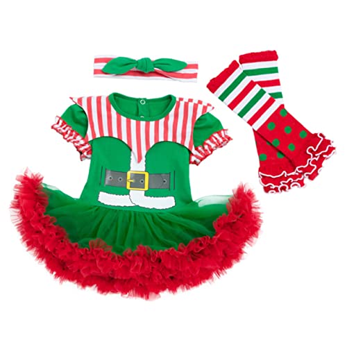 GLSTOY 1 Set Weihnachtskostü Kleidung Kleid Für Neugeborene Von 0 3 Monaten Grünes Weihnachtsoutfit Für Festliche Anlässe üßes Weihnachtskleid von GLSTOY