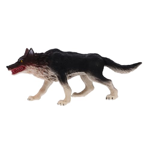 GLSTOY Wildtiermodell Realistisches Wildes Tier Wolf-Statue Waldtierfiguren Pädagogisches Tiermodell Wolf Figur Wolf Spielzeugfigur Wolf-skulptur Modellfigur Wolf Wolfsfiguren Black Abs von GLSTOY