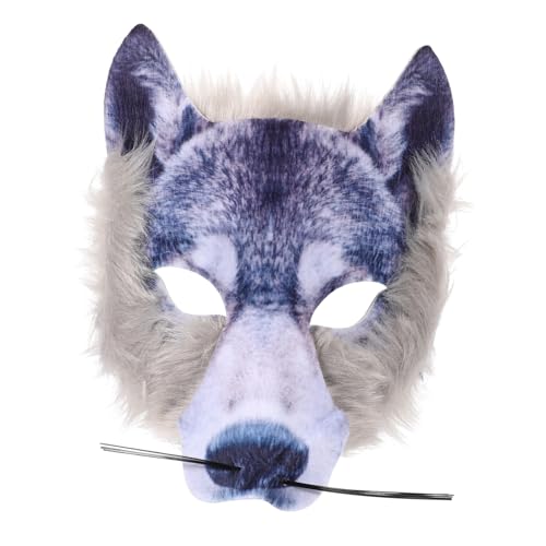 GLSTOY Wolfsmaske Wolf Kostüm Für Erwachsene Maskerade Mantel Karnevalspartymaske Lustige Kopfmaske Stütze Fuchs Pelzkatzenmaske Vintage Halloween-maske Schnecke Led-maske Vliesstoff Grey von GLSTOY