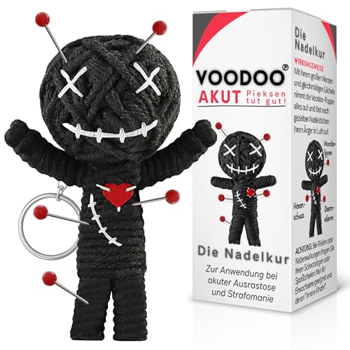 GLÜCKSGUT® Voodoo Puppe mit Nadeln | Geschenkbox & Anleitung | Scherz-Medikament | Büro Geschenk für Kollegen Kollegin Chef | Anti Stress | Abschied | Büro Uni Studium von GLÜCKSGUT