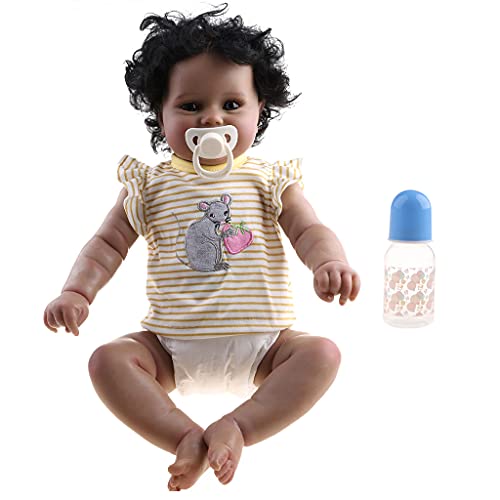 GMBYLBY 21 Zoll Interaktive Spielzeug Realistische Neugeborenen Baby Puppen Silikon Afro Amerikanischen Weichen Körper Junge Für Mit Veränderbar DRE von GMBYLBY