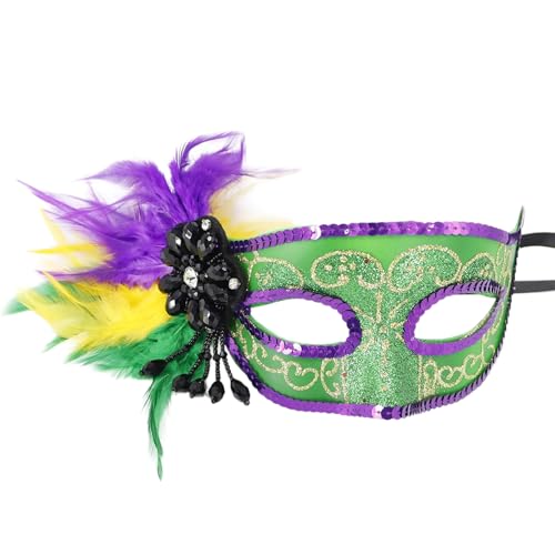 GMBYLBY Gefiederte Maske Halloween Party Maske Venezianer Maske Maskerade Maske Halbgesicht Maske Abend Proms Maske Für Frauen Mann von GMBYLBY