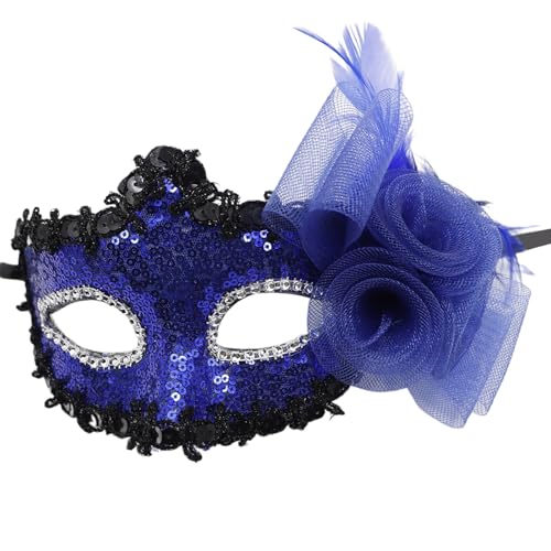 GMBYLBY Gefiederte Pailletten Maskerade Maske Halloween Party Augenmaske Blumendekoration Halbe Gesichtsmaske Für Frauen Cosplay Brillen von GMBYLBY