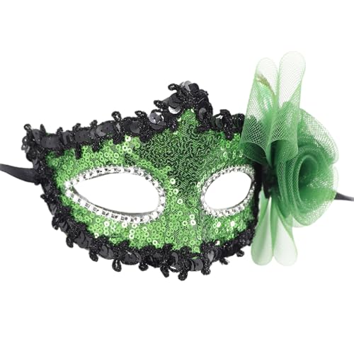 GMBYLBY Gefiederte Pailletten Maskerade Maske Halloween Party Augenmaske Blumendekoration Halbe Gesichtsmaske Für Frauen Cosplay Brillen von GMBYLBY