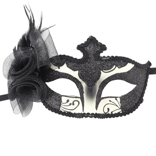 GMBYLBY Halloween Mardi Gras Maske Halbgesichtsmaske Gefiederte Maske Venezianer Maske Karnivale Maske Masquerade Maske Party Maske von GMBYLBY