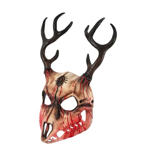 GMBYLBY Hirschkopfmaske Maskerademaske Vollgesichtsmaske Rentiermaske Halloween Partymaske Karnevalsmaske Geweihmaske von GMBYLBY