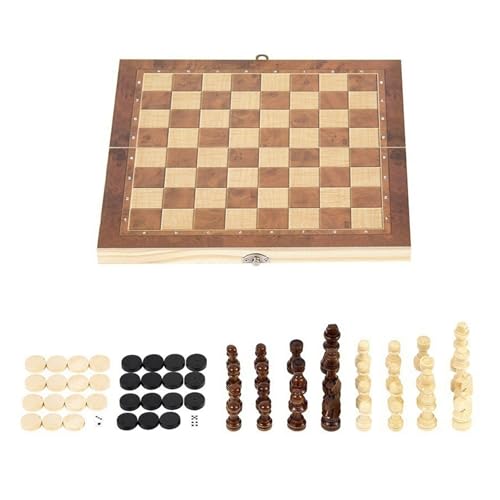 GMBYLBY Holz Reise Checkers Brettspiel Set Folding Chess Board Portable Chess Checkers Travel Game Family Bildungsspielzeug von GMBYLBY