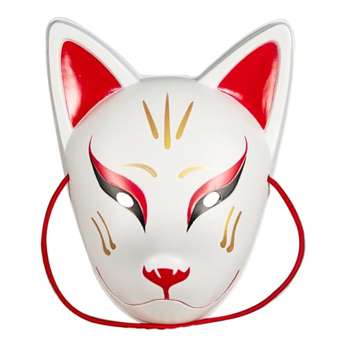 GMBYLBY Kitsune Katzenmaske Für Maskerade Halloween Bälle Party Kostüm Cosplay Japanischer Kimono Kabukis Füchse Zubehör Katzenmaske von GMBYLBY