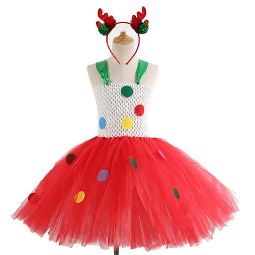 GMBYLBY Mädchen Weihnachtskostüm Mit Prinzessinkleid Und Stirnband Für Mädchen Weihnachten Geburtstag Halloween Prinzessin Dress Up Outfits von GMBYLBY