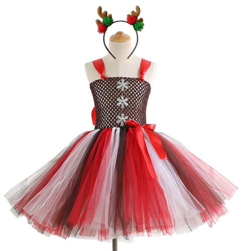 GMBYLBY Mädchen Weihnachtskostüm Mit Prinzessinkleid Und Stirnband Für Mädchen Weihnachten Geburtstag Halloween Prinzessin Dress Up Outfits von GMBYLBY